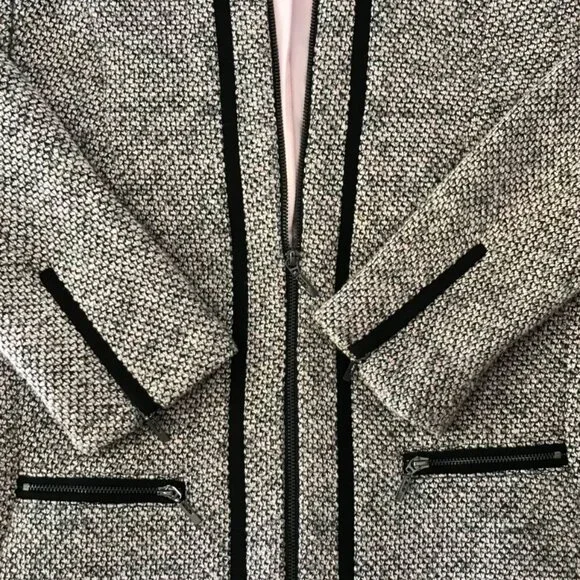 Laura Bouclé Chanel‑Style Zip Front Blazer – Size 4 - Pink Black Grey White - Picture 8 of 11